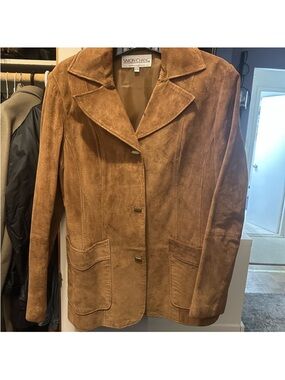 Simon Chang Women's Cognac Suede Button-Front Jacket